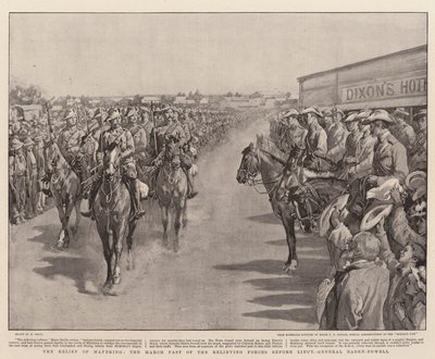 El alivio de Mafeking, el desfile de las fuerzas de socorro ante el teniente general Baden-Powell de William Small